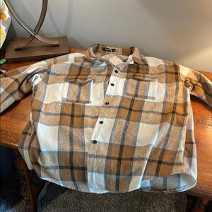 Plaid Tan and White Men's Jacket